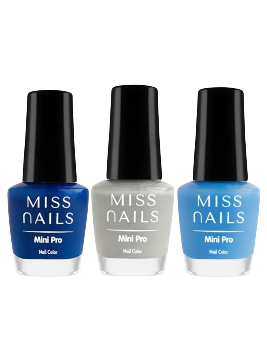 

MISS NAILS Set Of 3 Mini Pro Toxin Free Nail Color - 10 ml Each - Shade 74, Blue