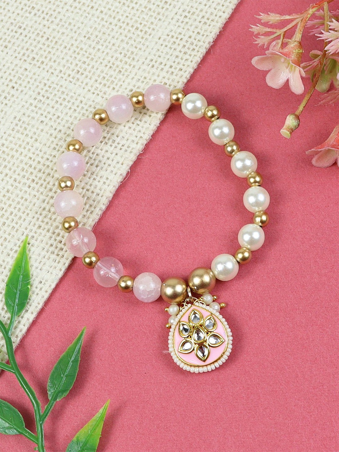 

Asthetika Kids Girls Gold-Plated Kundan Bracelet