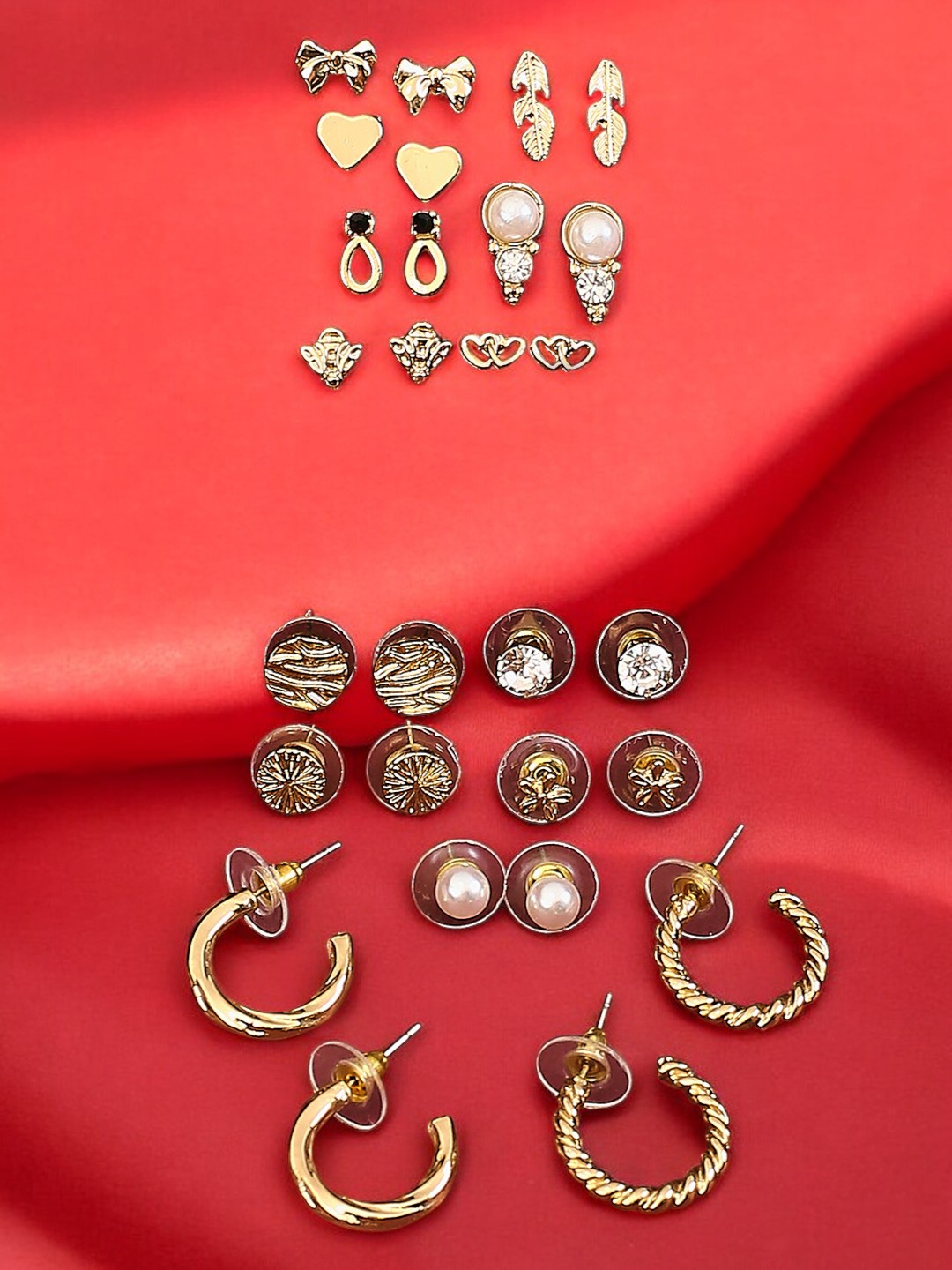 

fabula Set Of 14 Contemporary Studs, Gold