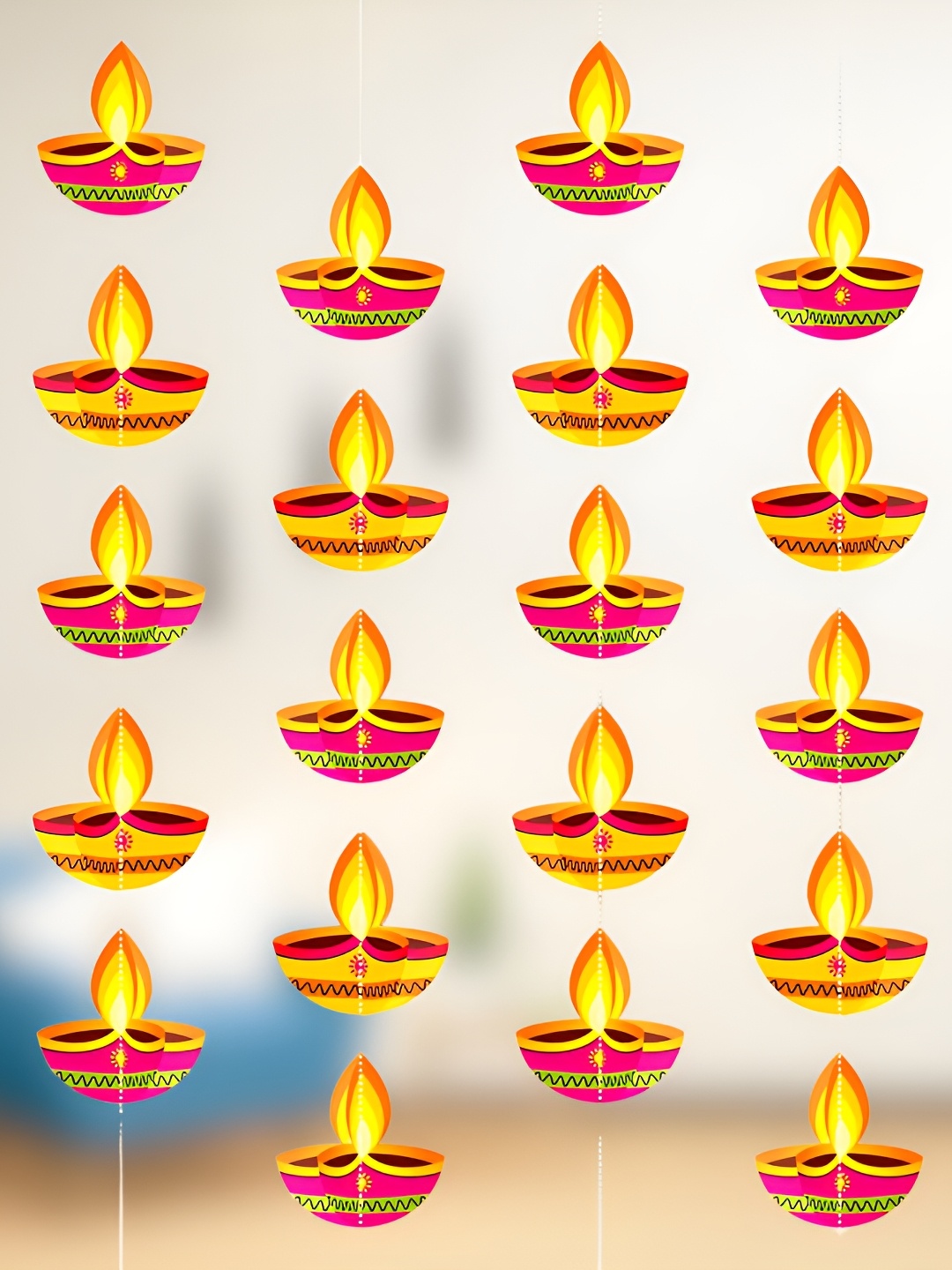 

Special You 4Pcs Pink & Yellow Printed Mini Diya Festive Decor