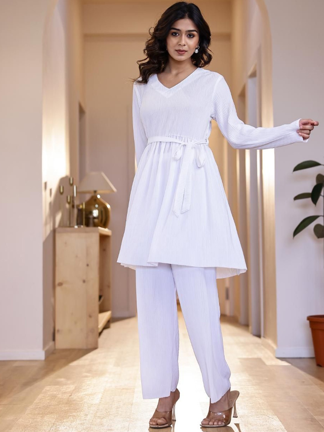 

FLAVIA CREATION Women Top With Trousers Co-Ords, White