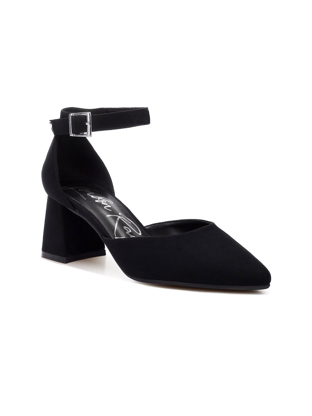 

London Rag Women Textured PU Block Pumps, Black