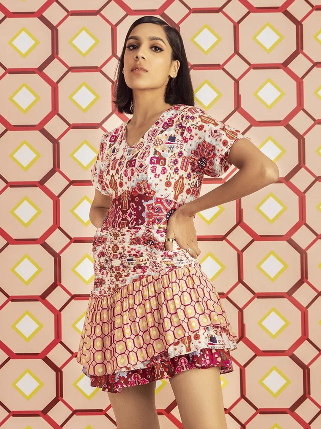 

BETRUE Print A-Line Dress, White