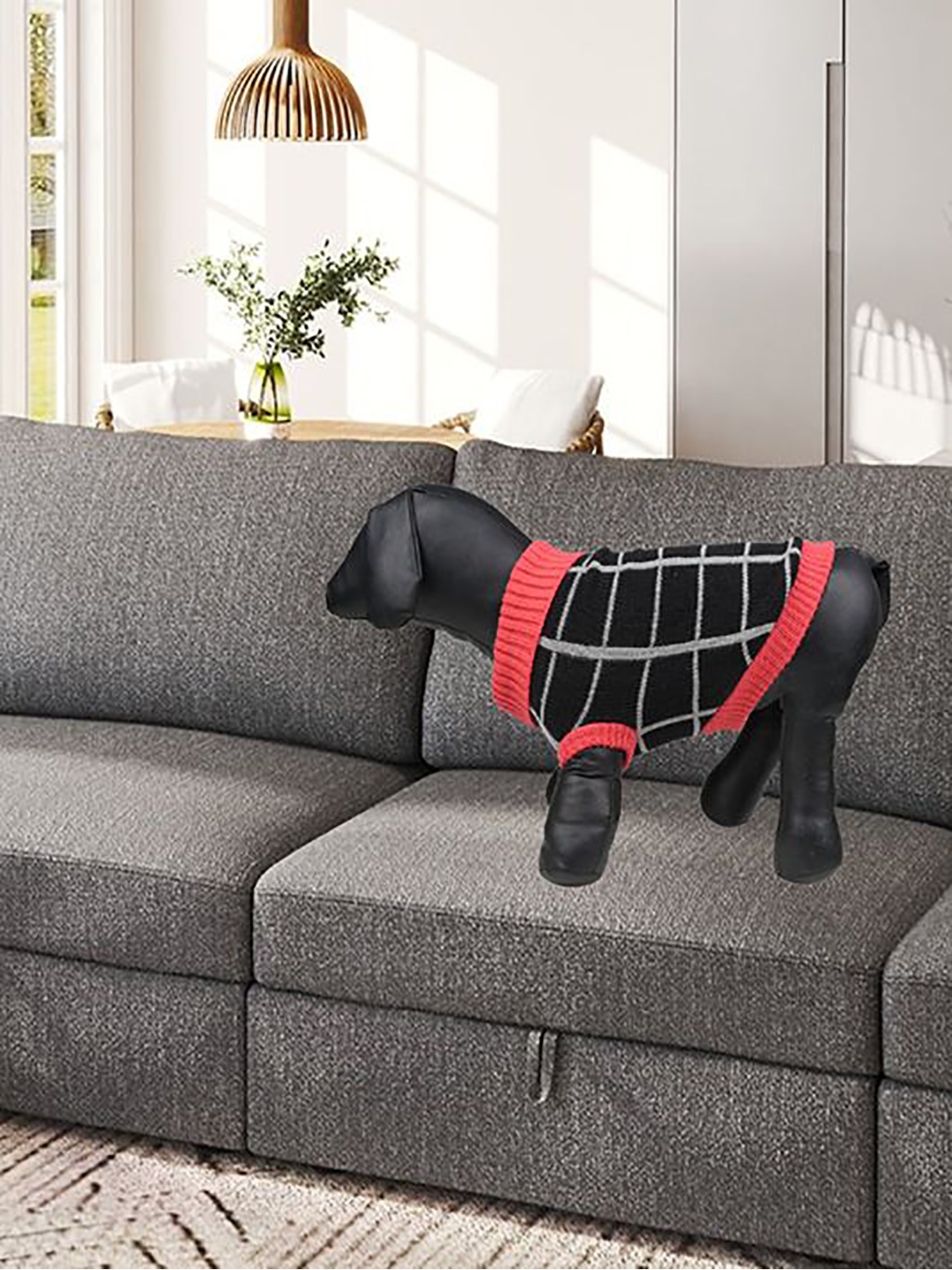 

Lulala Turtle Neck Checked Dog Sweater, Black