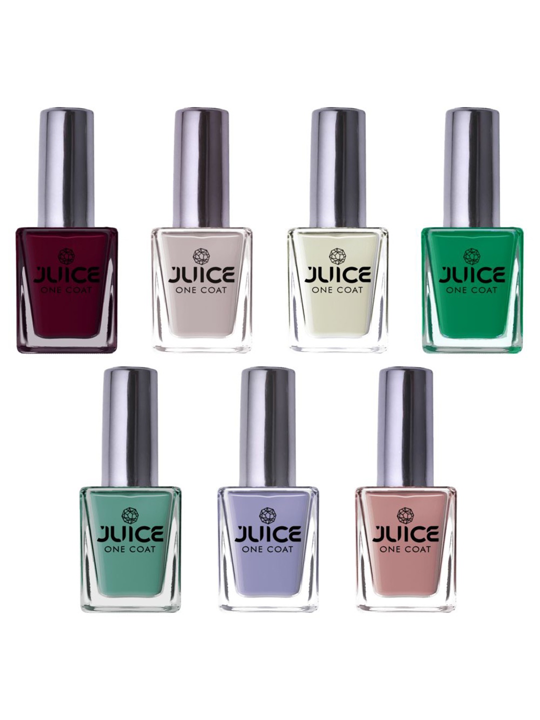 

JUICE One Coat Set Of 7 Long-Wearing & Quick Dry Glossy Nail Polish - 8. 5 ml Each, Grey