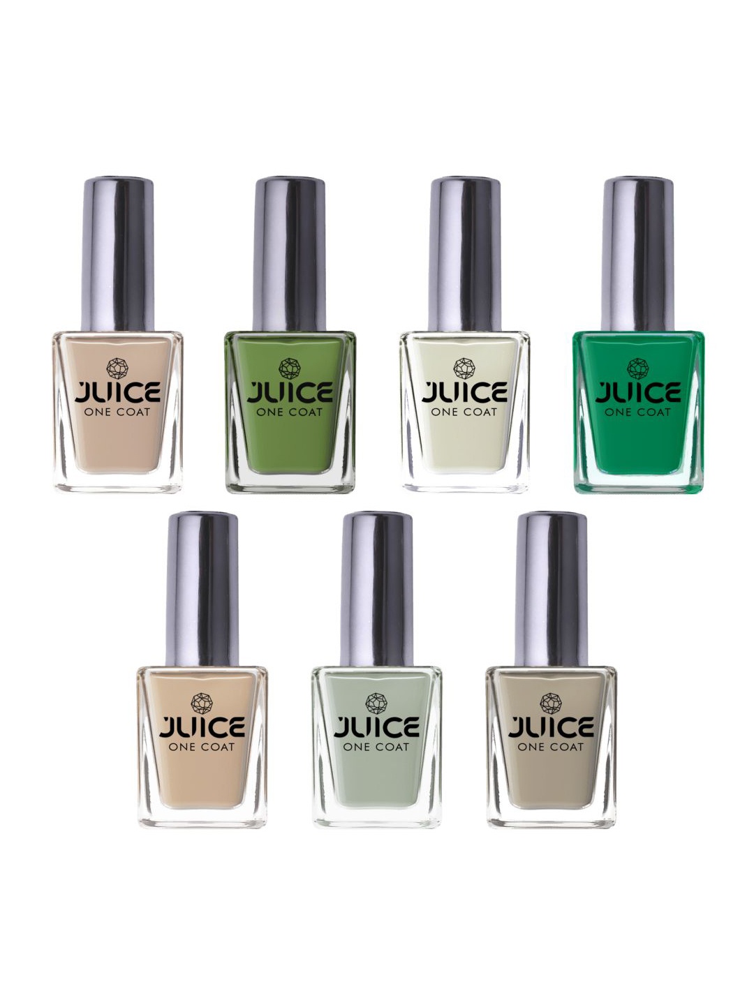 

JUICE Set Of 7 One Coat Long-Wearing & Quick Dry Glossy Nail Polish - 11ml Each, Multi