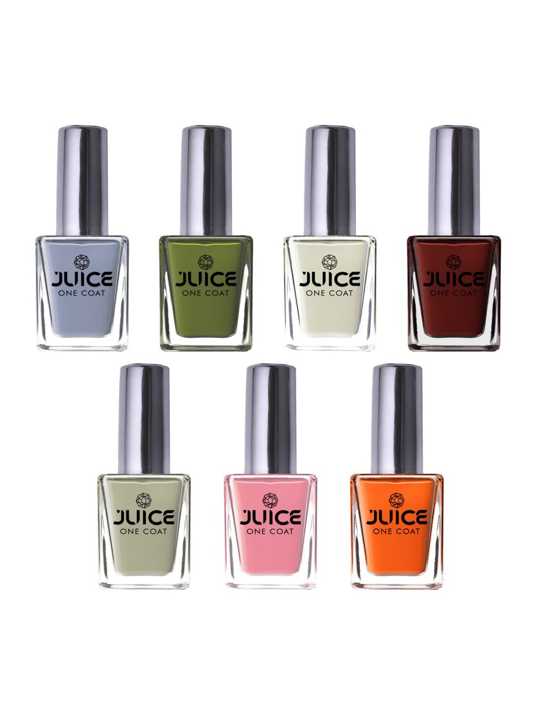 

JUICE Set Of 7 One Coat Long-Wearing & Quick Dry Glossy Nail Polish - 11ml Each, Multi