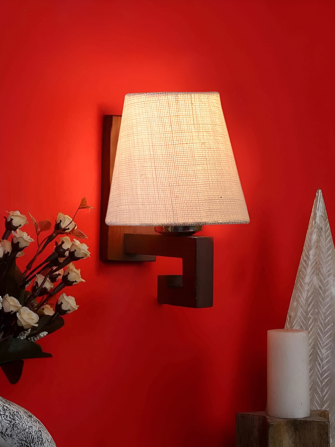 

Devansh White & Brown Frustum Shaped Contemporary Glass Wall Lamp