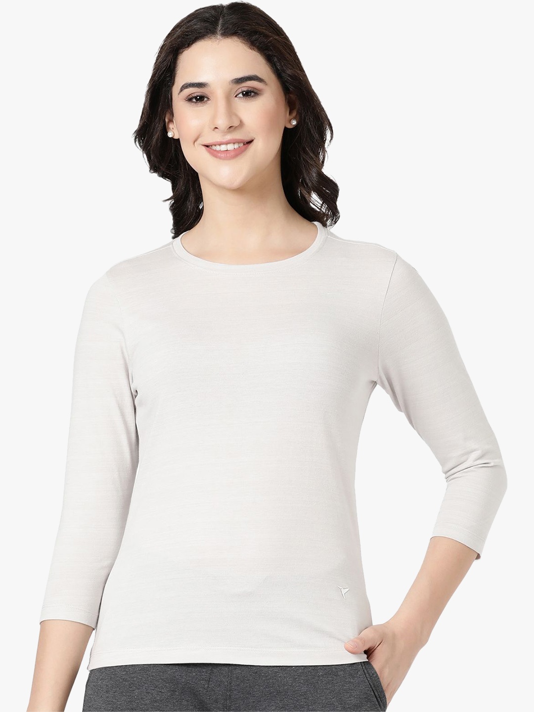 

BLOSSOM Women Full Sleeve Lounge Tshirts, Grey melange