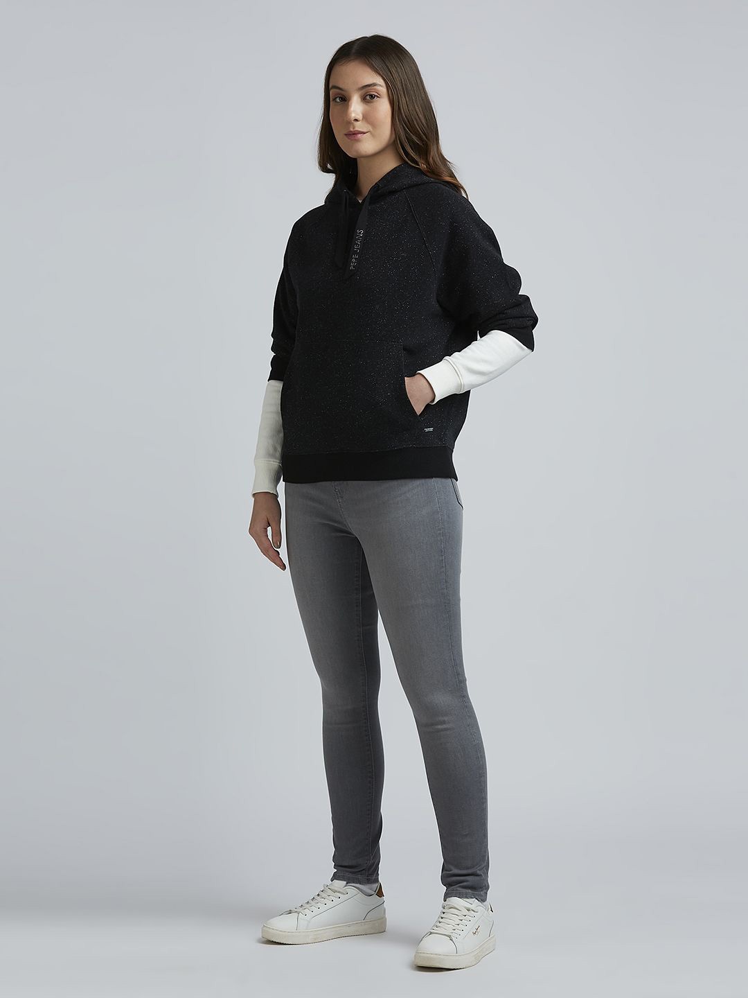 

Pepe Jeans Women Solid Hood Cotton Pullover Sweatshirt, Black
