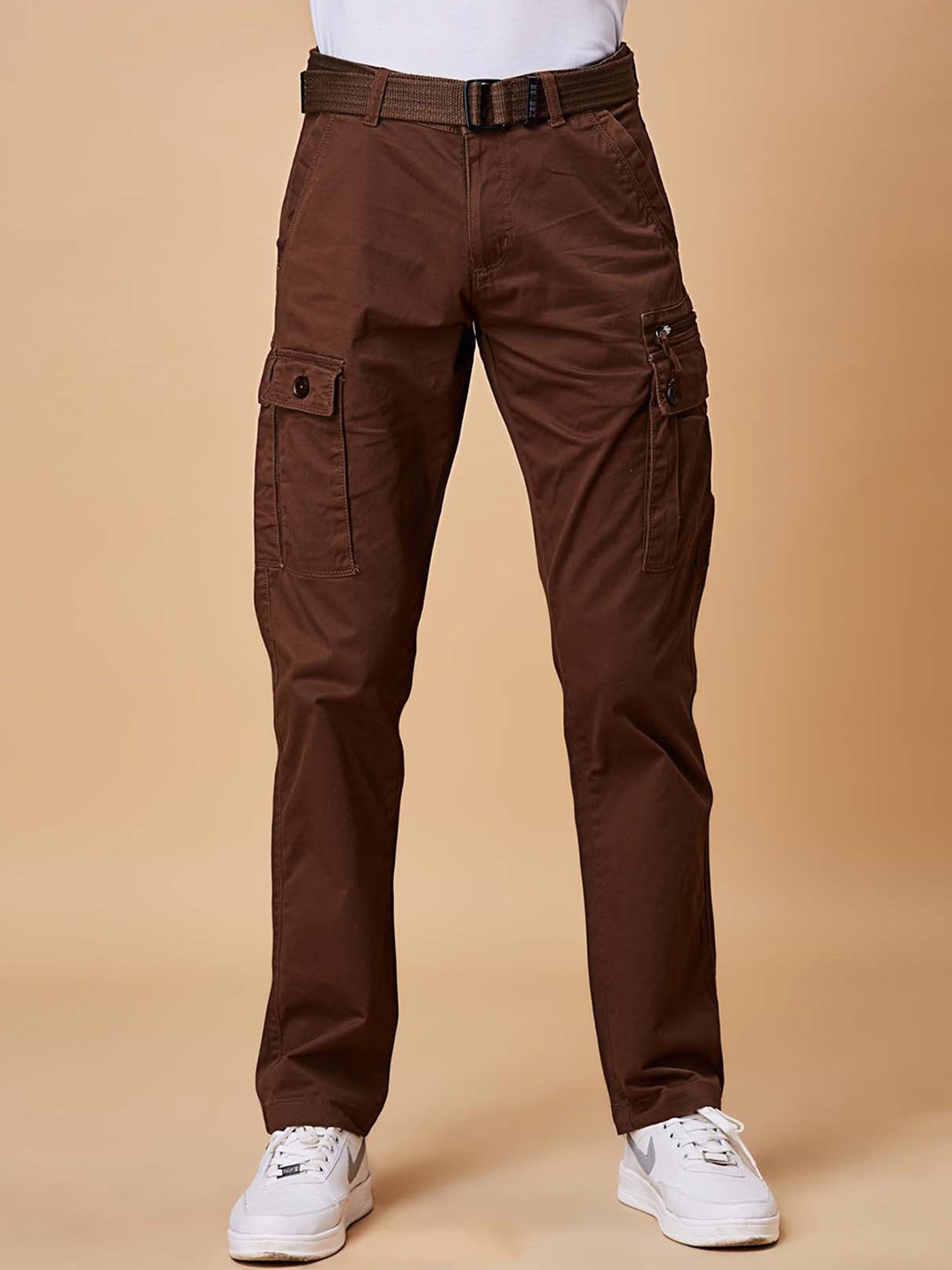 

beevee Men Classic Regular Fit Cargos Trousers, Brown