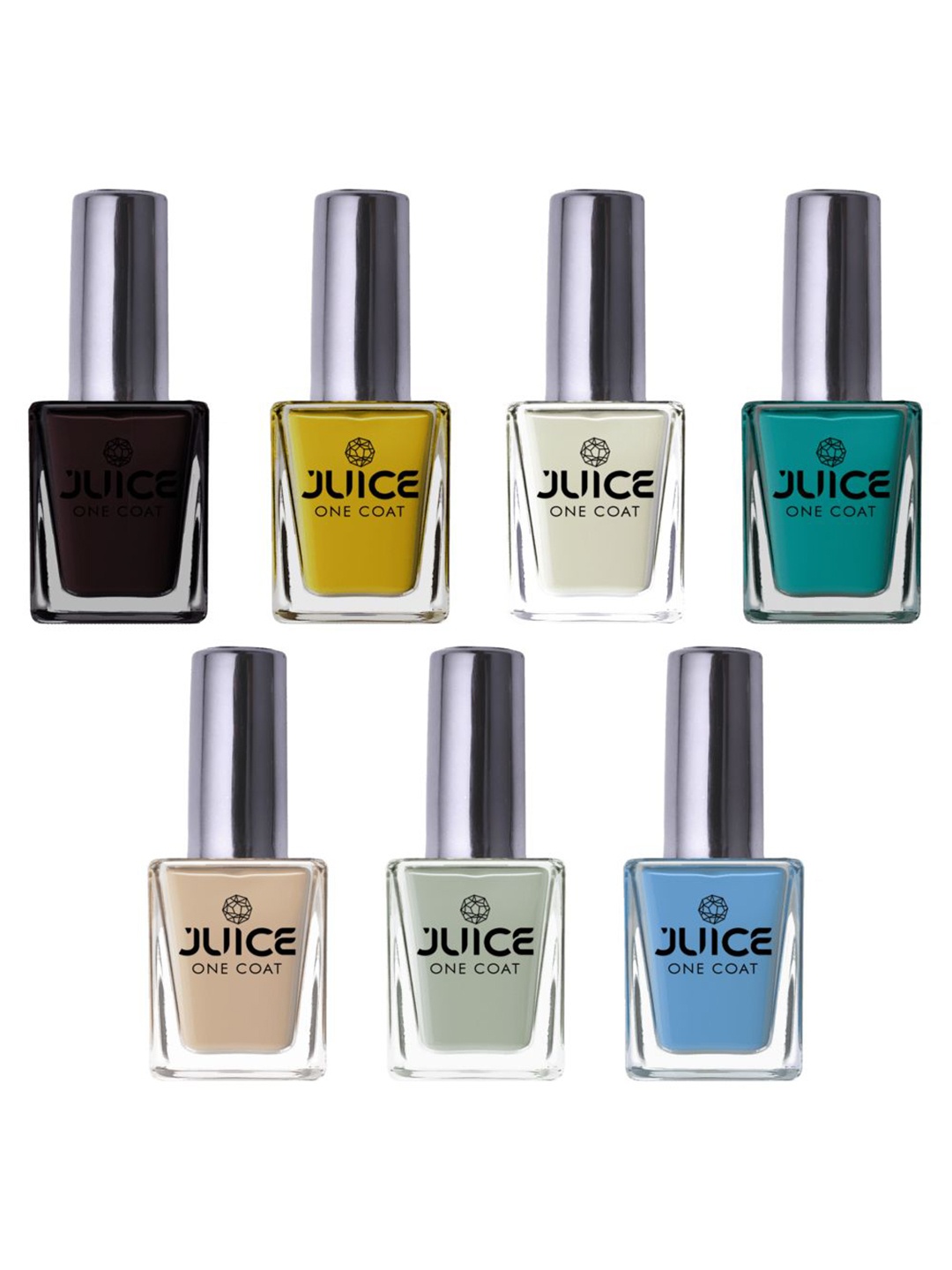 

JUICE Set Of 7 One Coat Long-Wearing & Quick Dry Glossy Nail Polish - 11ml Each, Multi