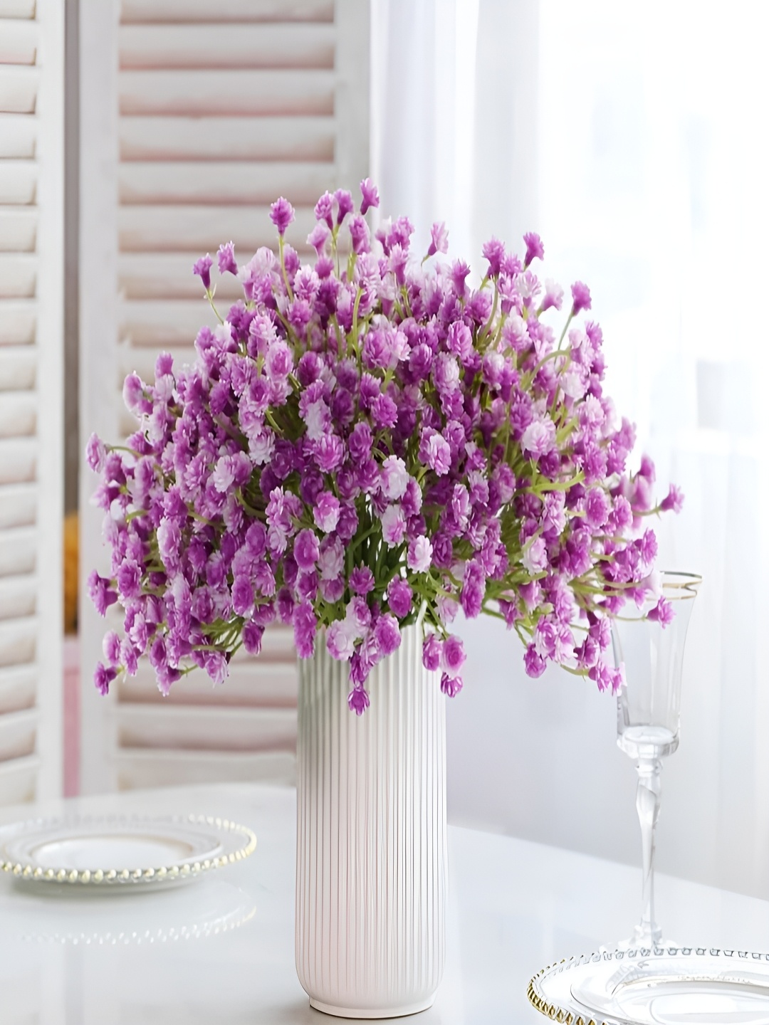 

VRB DECOR Purple 10 Pieces Gypsophilia Artificial Flower