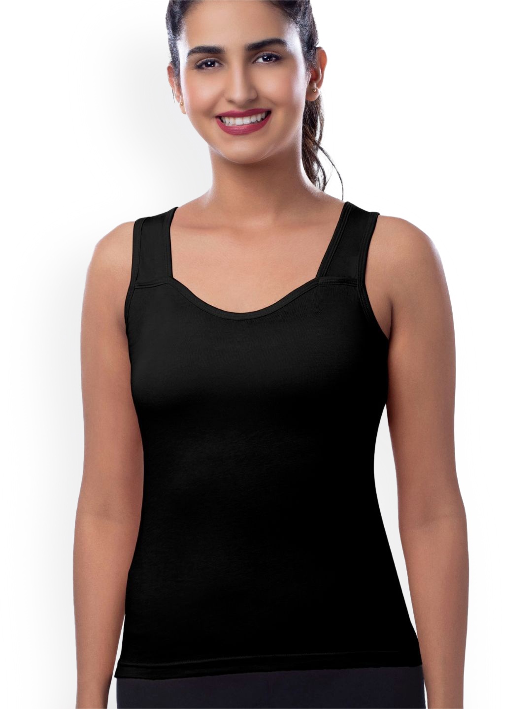 

BRIDA LADIES INNERWEAR Cotton Wide Strap Non-Padded Camisoles, Black