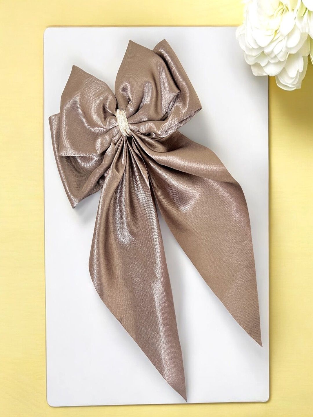 

AccessHer Women Silk Bow Design Alligator Hair Clip, Rose gold