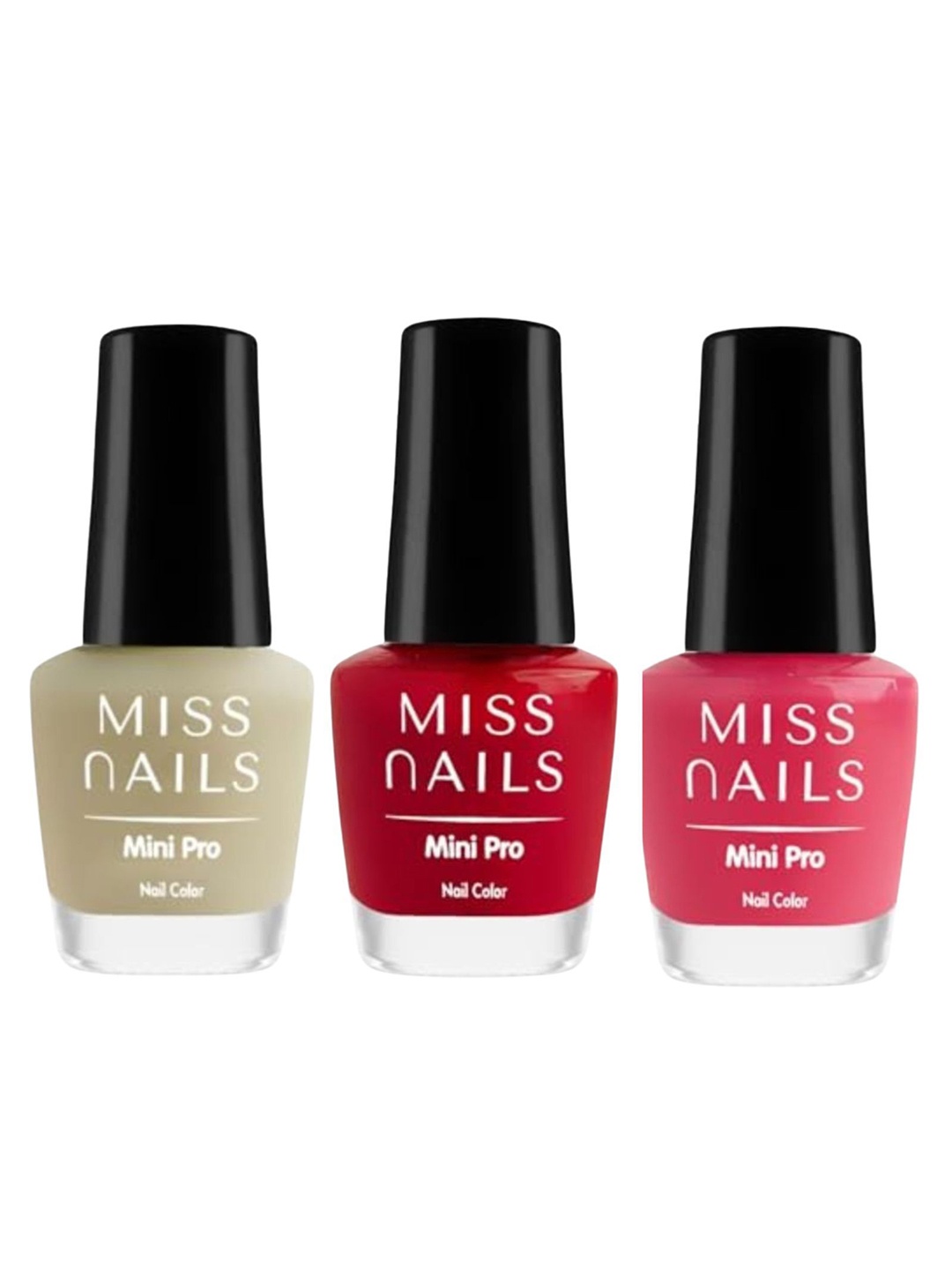 

MISS NAILS Set Of 3 Mini Pro Nail Polish- 10 ml Each- Combo 68, Red