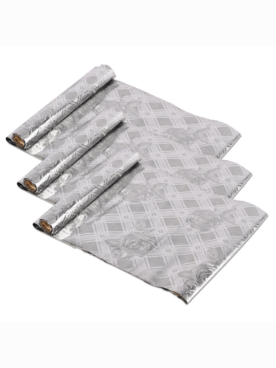 

Kuber Industries Silver-Toned 3 Pieces Printed Water Resistant Shelf Liner Organisers