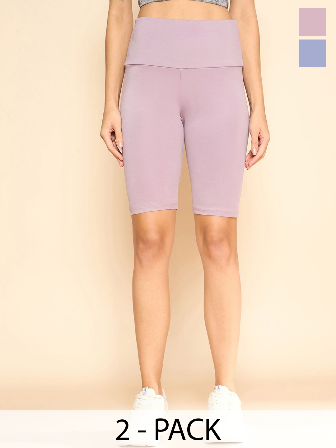 

COLOR CAPITAL Pack Of 2 Women Above Knee Gym Tights, Lavender