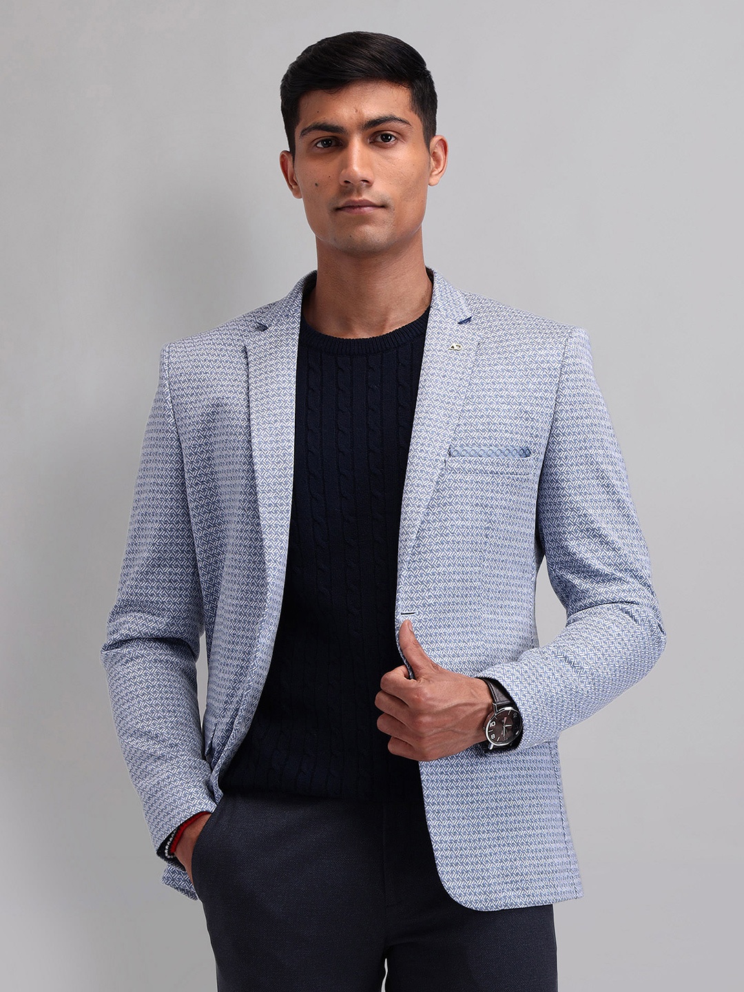 

AD By Arvind Tailored Fit Single Breasted Blazer, Blue