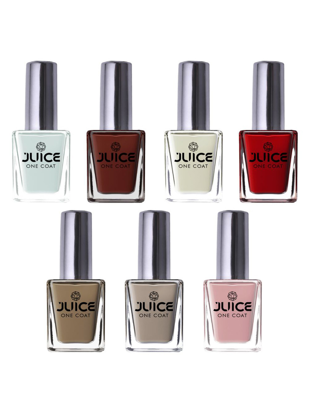 

JUICE Set Of 7 One Coat Longlasting Finish with Quick Dry Nail Paint - 11 ml Each, Brown