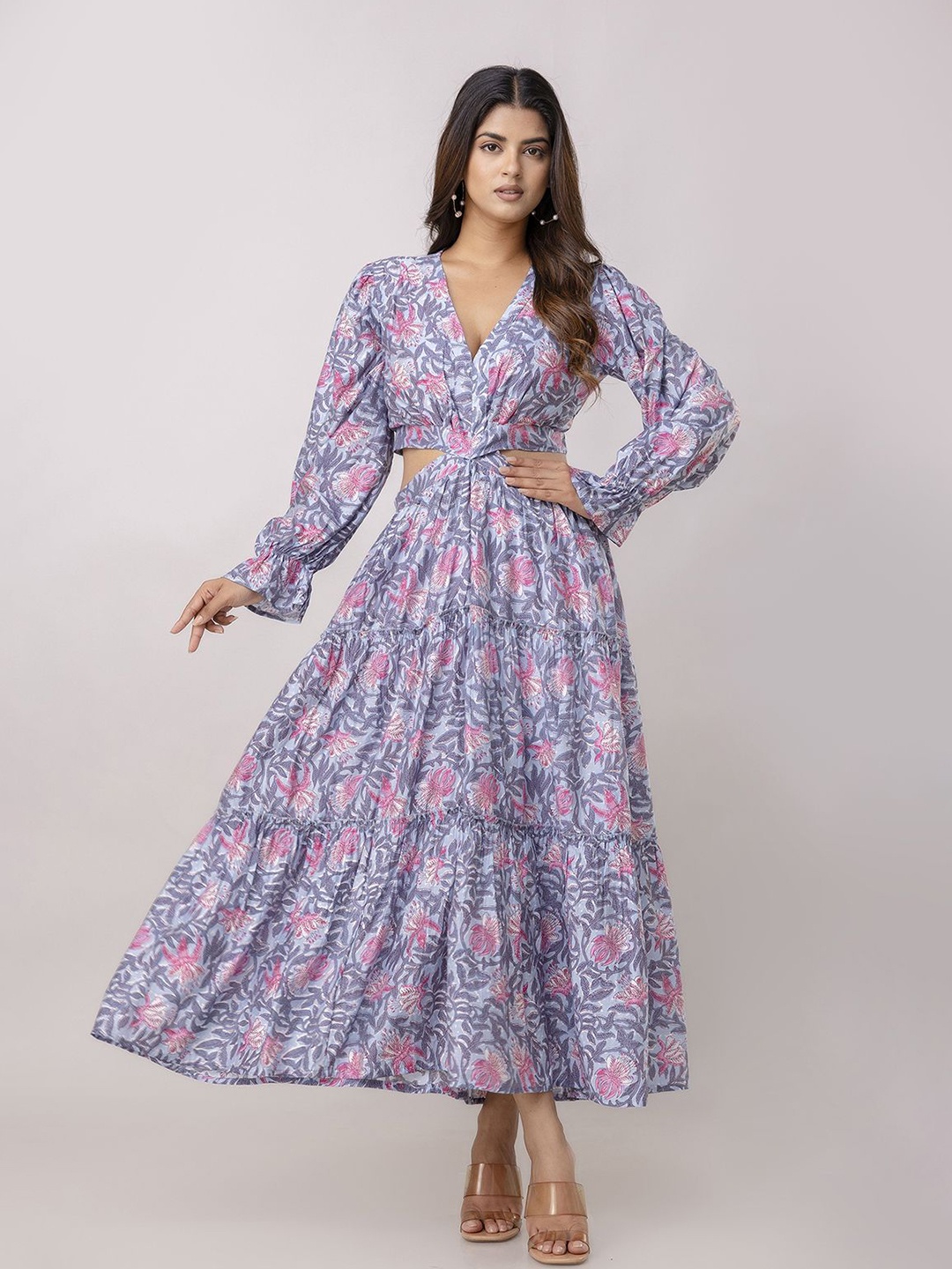 

KALINI Women Floral Print Maxi Dress, Purple