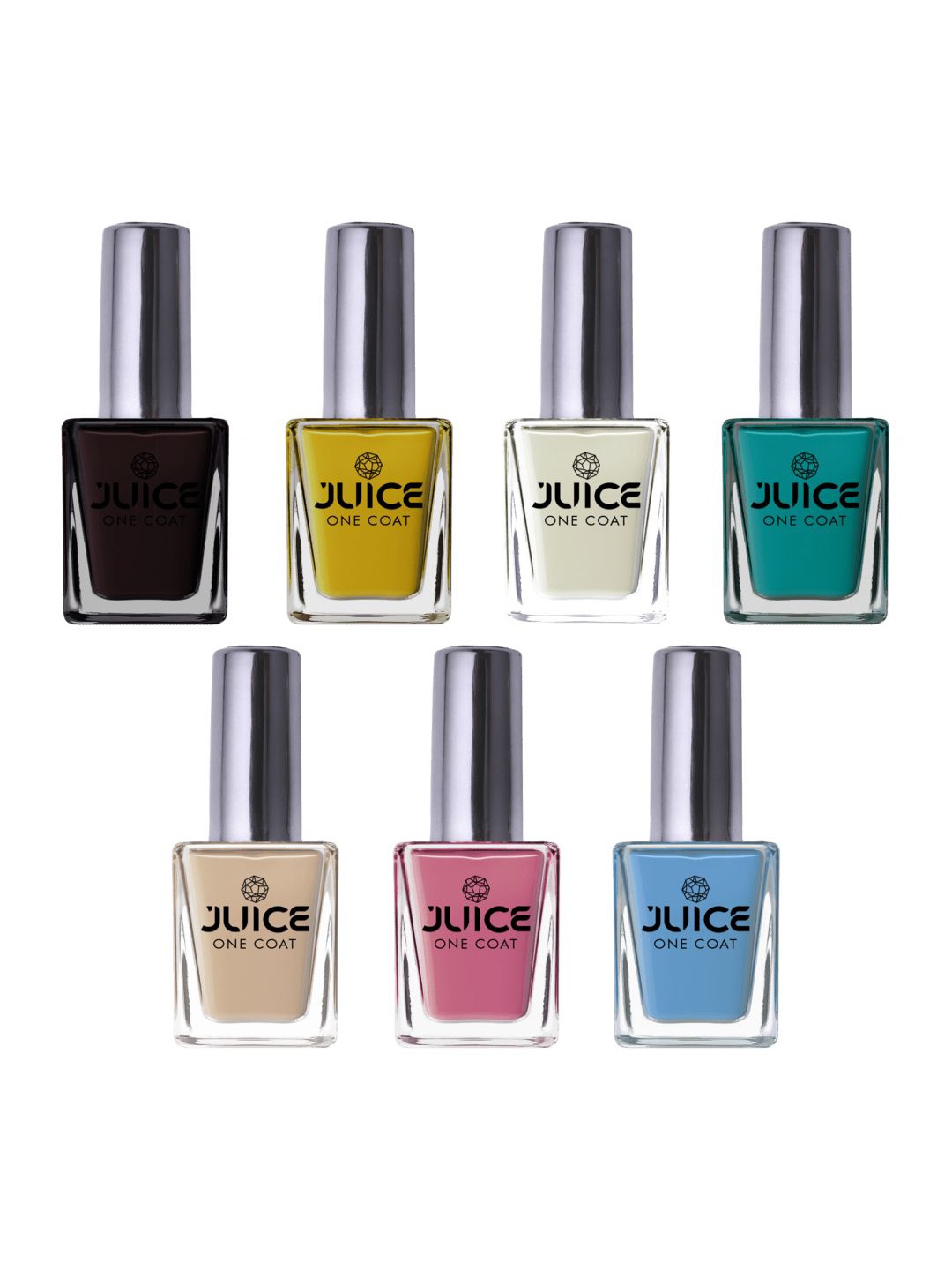 

JUICE Set Of 7 One Coat Long-Wearing & Quick Dry Glossy Nail Polish - 11ml Each, Multi