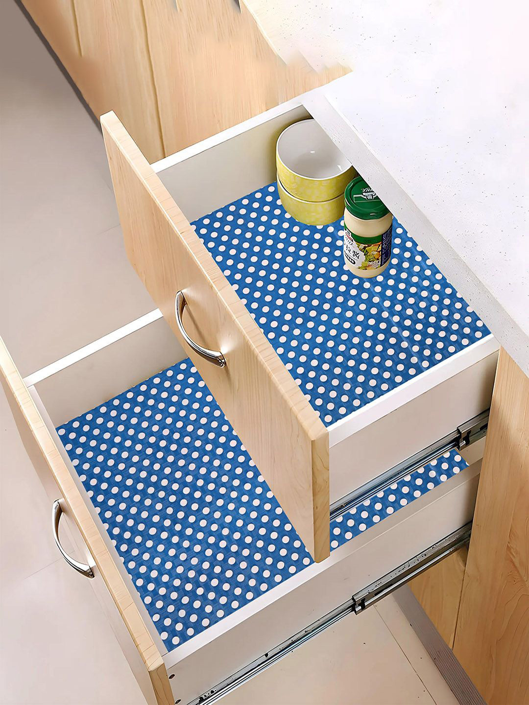 

Kuber Industries Blue 3 Pieces Printed Water Resistant Shelf Liner