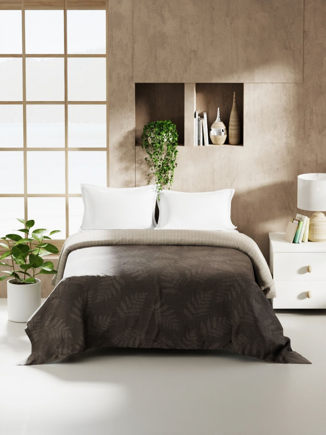 

KOPA Monarca Rose & White Geometric Printed AC Room 120 GSM Double Bed Comforter