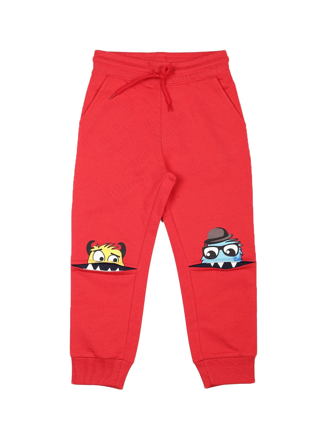 

PLUM TREE Boys Cotton Graphic Mid-Rise Joggers, Red