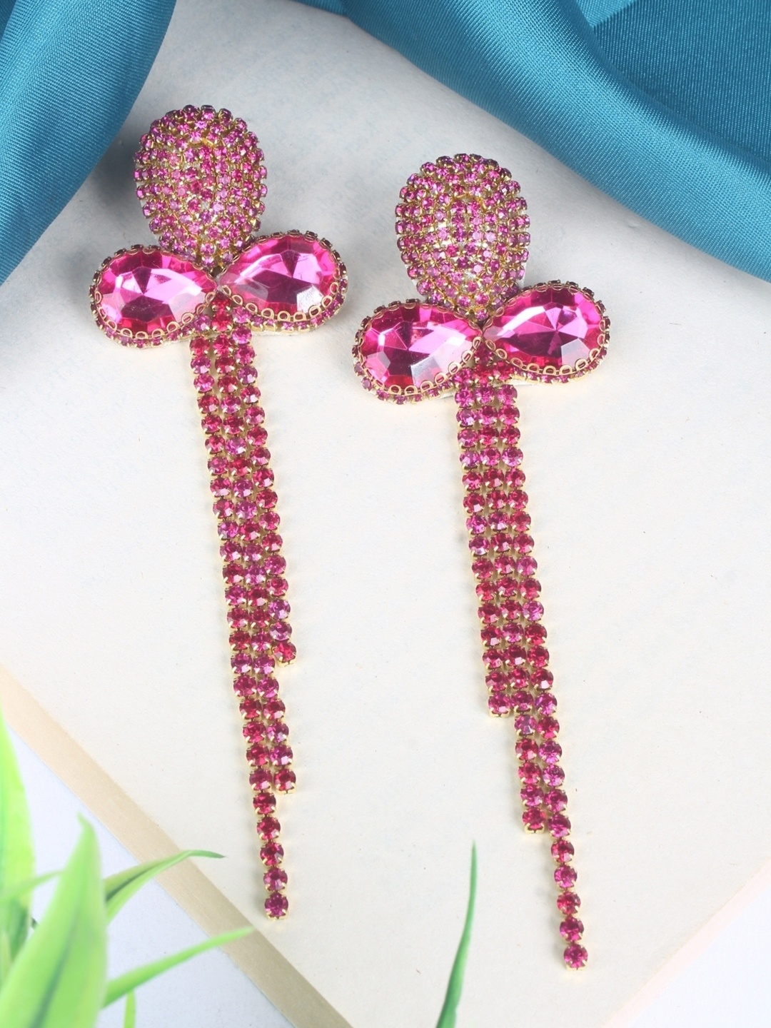 

KPOP Gold-Plated Rhinestone Studded Contemporary Drop Earrings