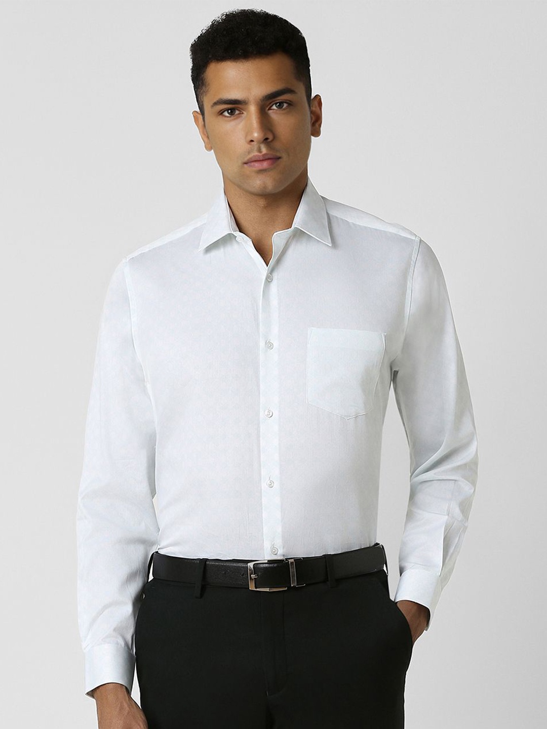 

Van Heusen Men Spread Collar Solid Cotton Slim Fit Formal Shirt, White