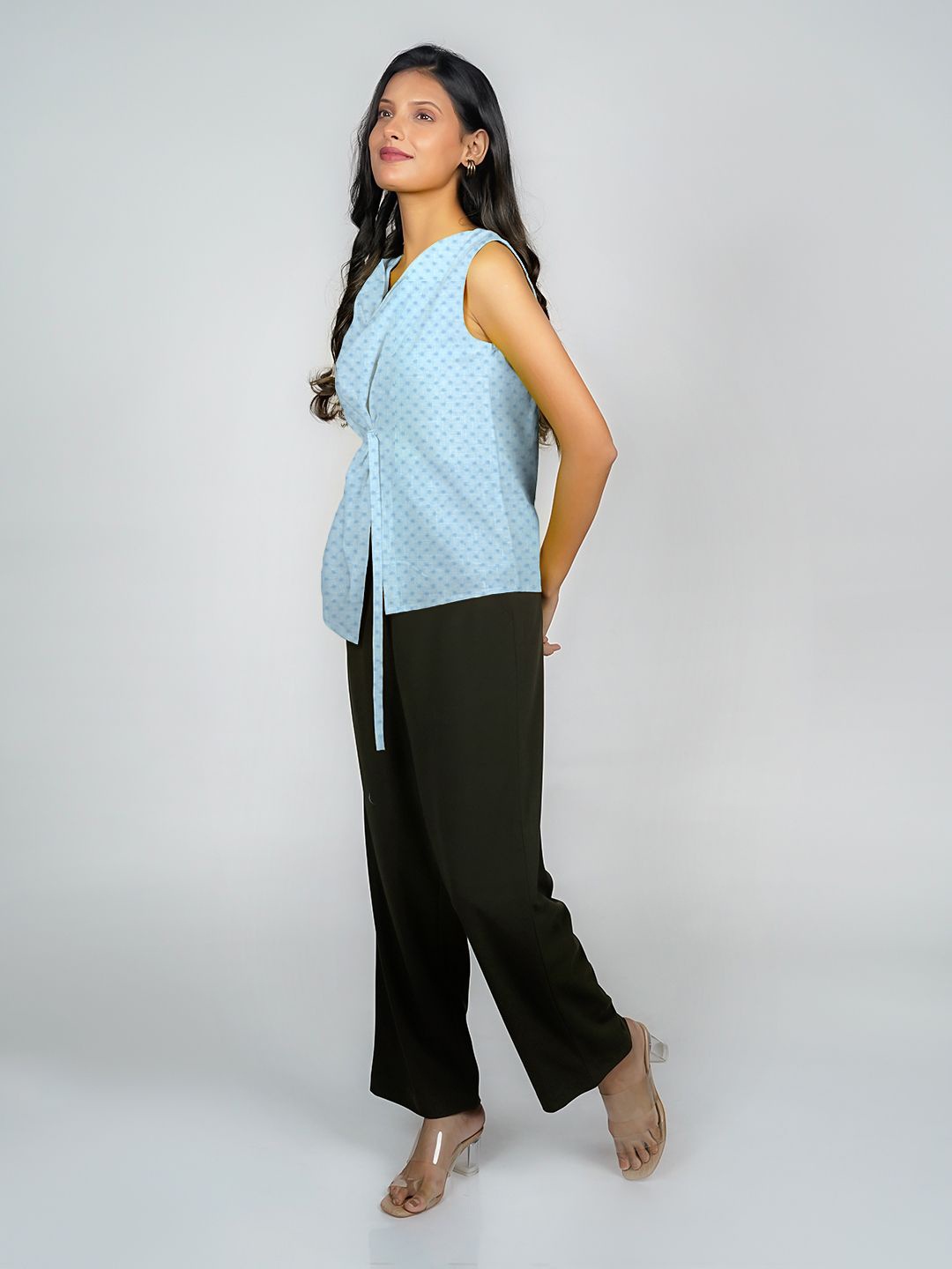 

Zink London Women Polka Dot Printed Top, Blue