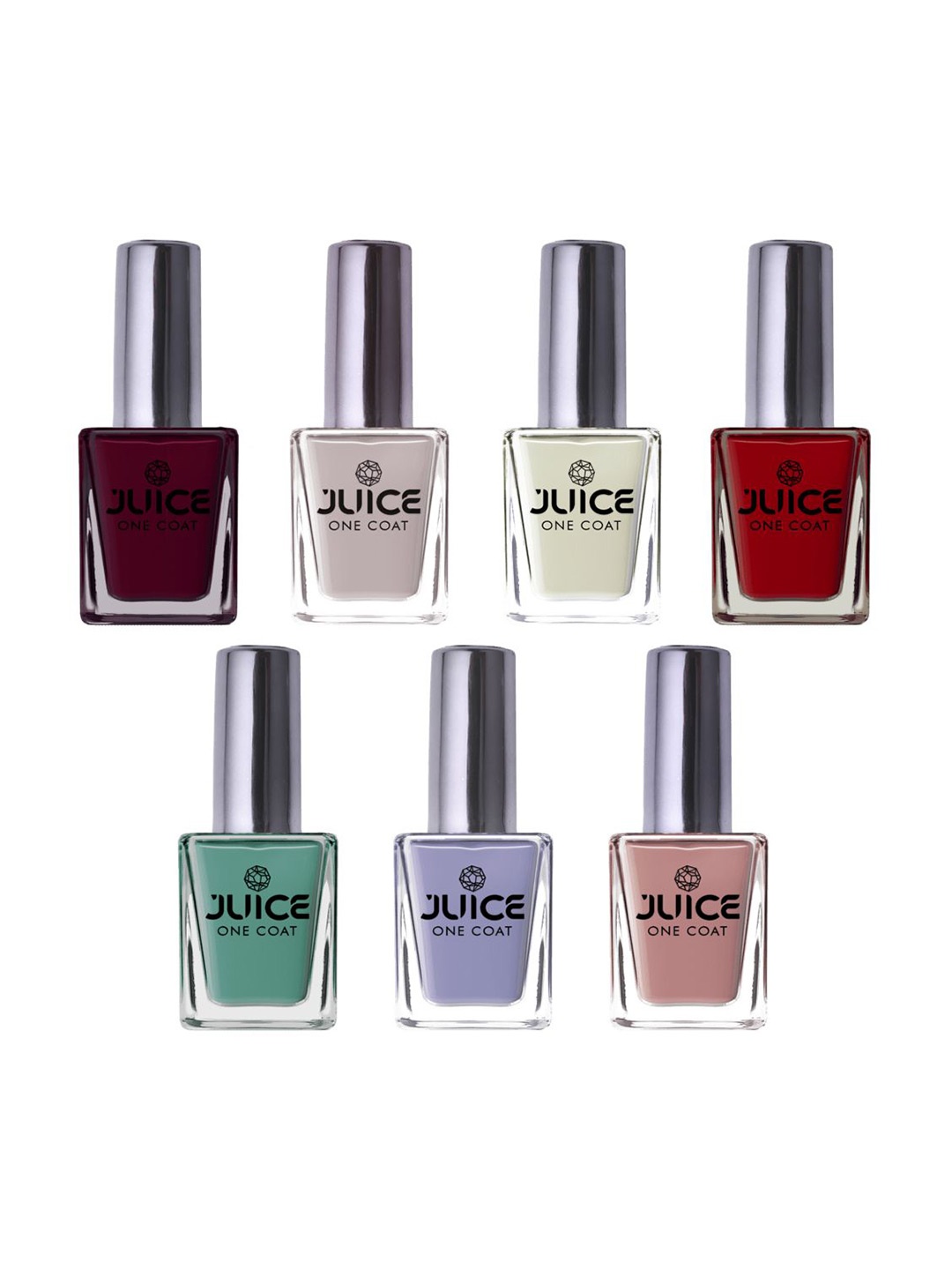 

JUICE One Coat Set Of 7 Long-Wearing & Quick Dry Glossy Nail Polish - 11 ml Each, Red