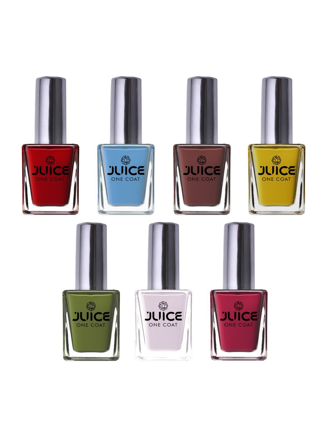 

JUICE Set Of 7 One Coat Long-Wearing & Quick Dry Glossy Nail Polish - 11ml Each, Multi