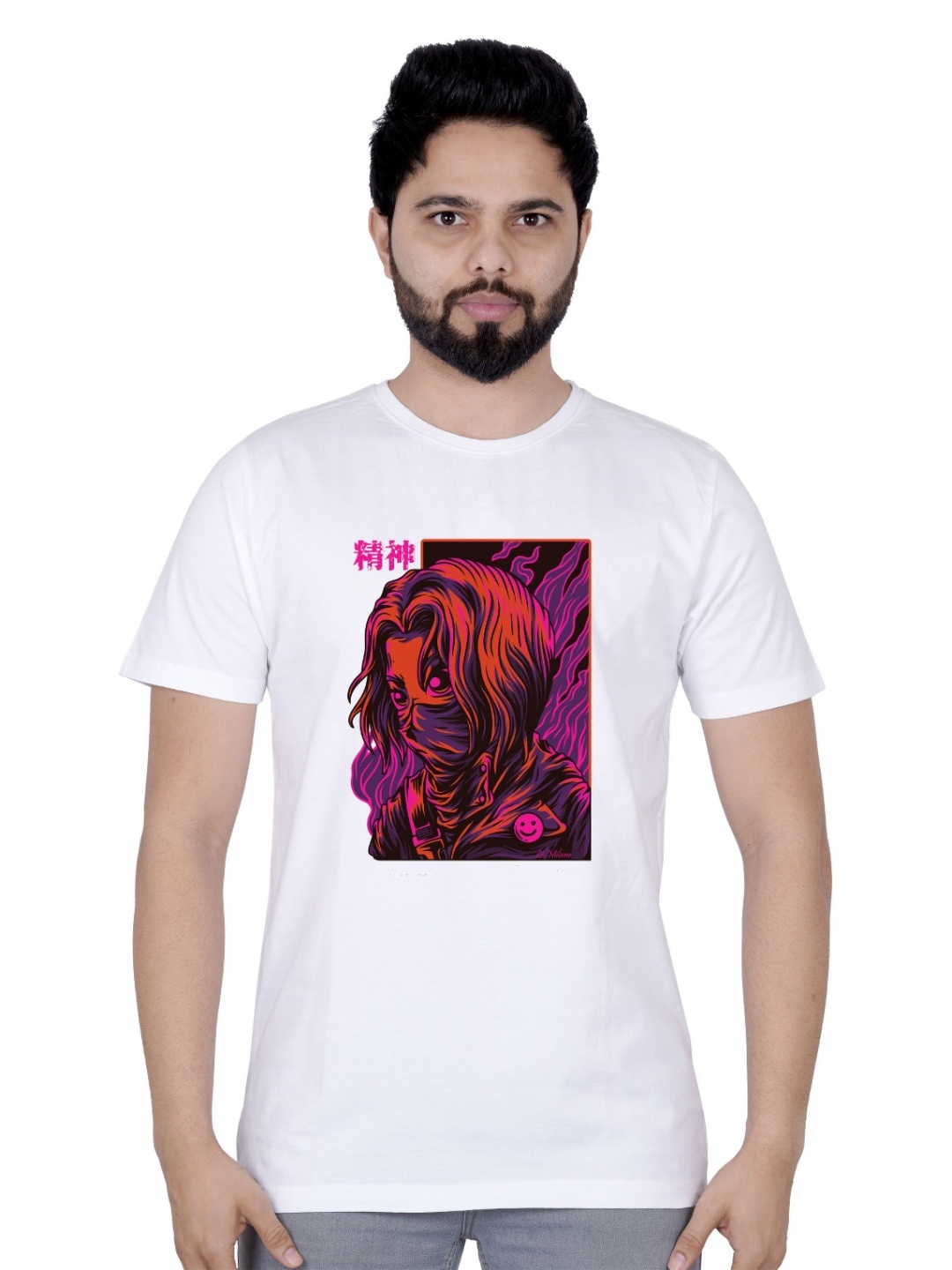 

LA MILANO Men Graphic Printed Round Neck Pure Cotton Slim Fit T-shirt, White
