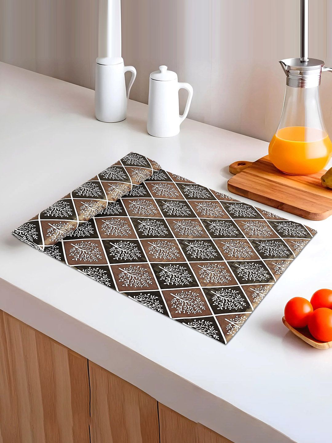 

Kuber Industries Brown & Black Water Resistant Shelf Liner Organiser