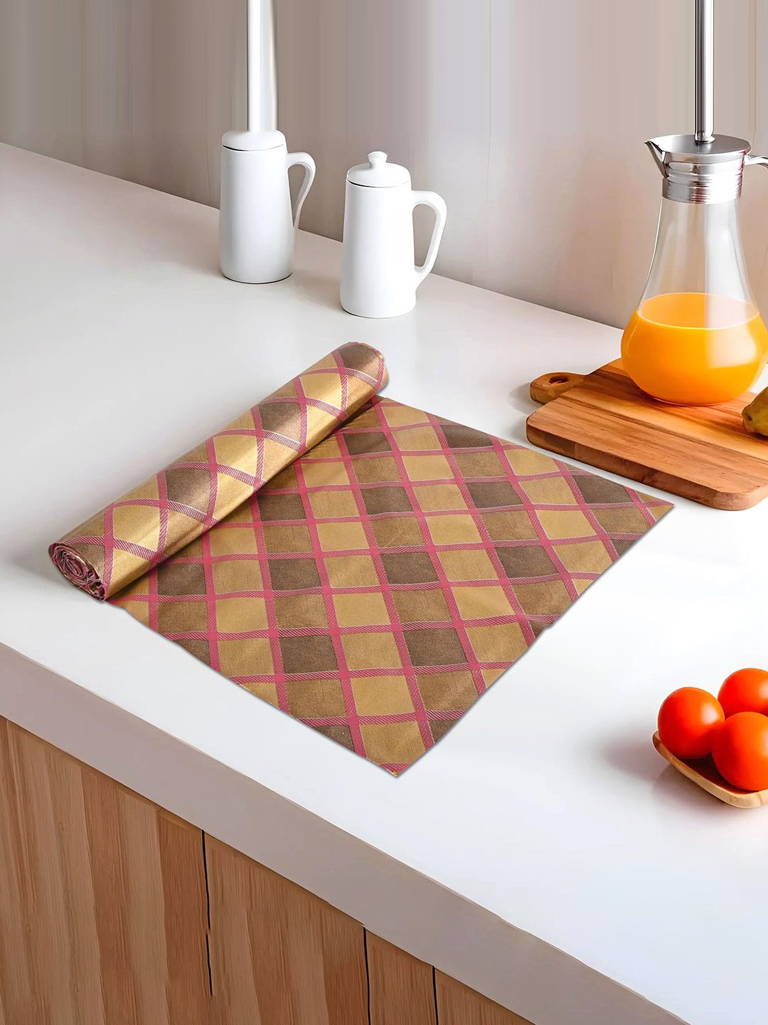 

Kuber Industries Brown & Pink Water Resistant Shelf Liner Organiser
