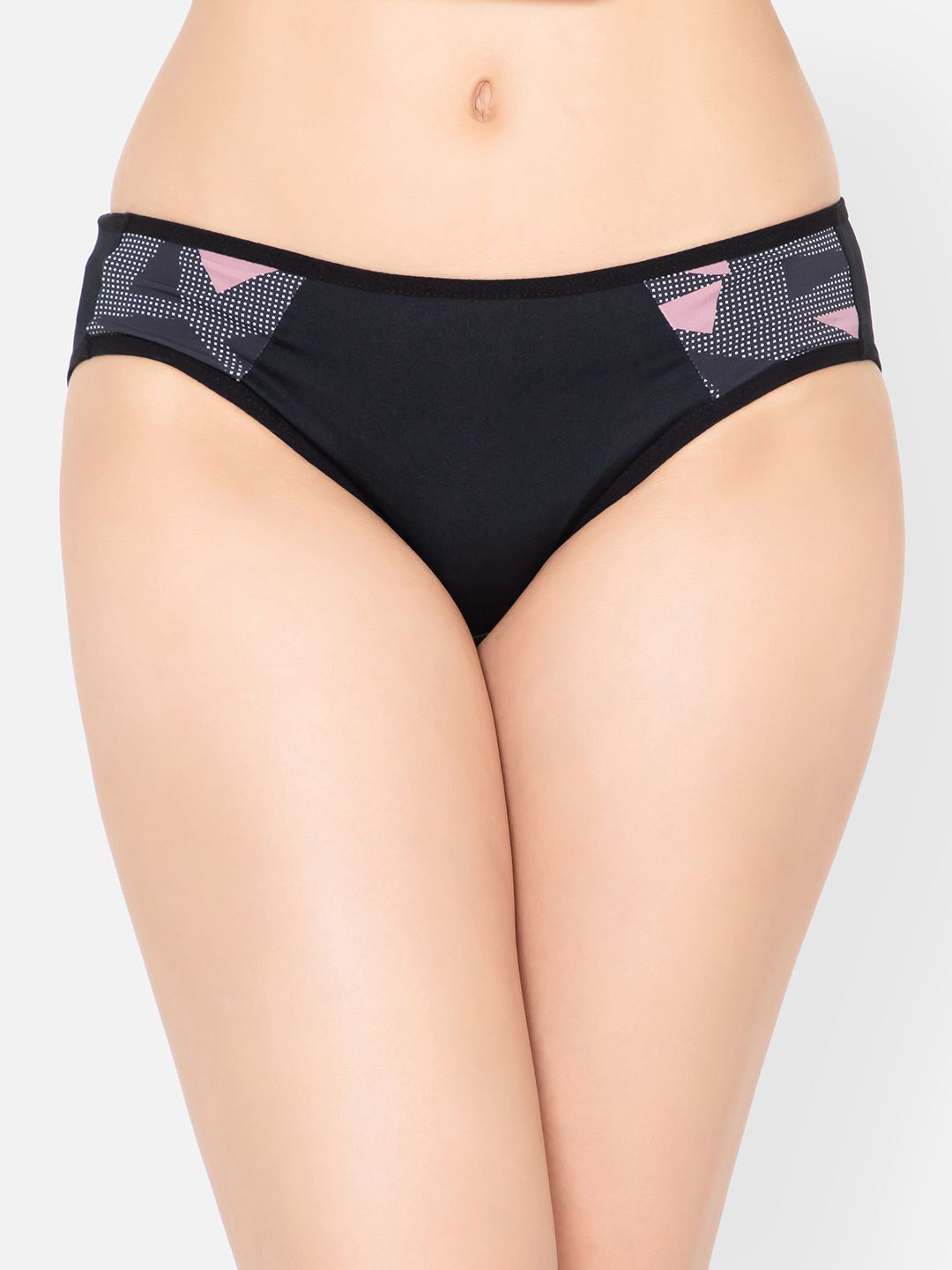 

Clovia Women Printed Low-Rise Bikini BriefsPN5102G13S, Black