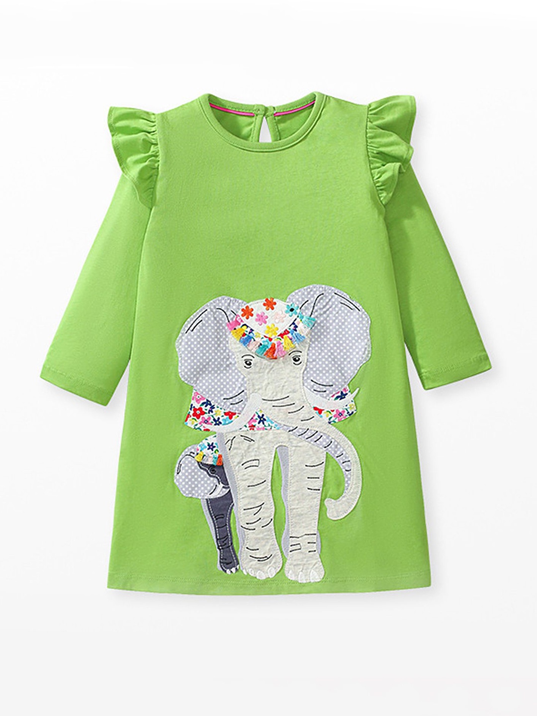 

LULU & SKY Girls Print Organic Cotton A-Line Dress, Green