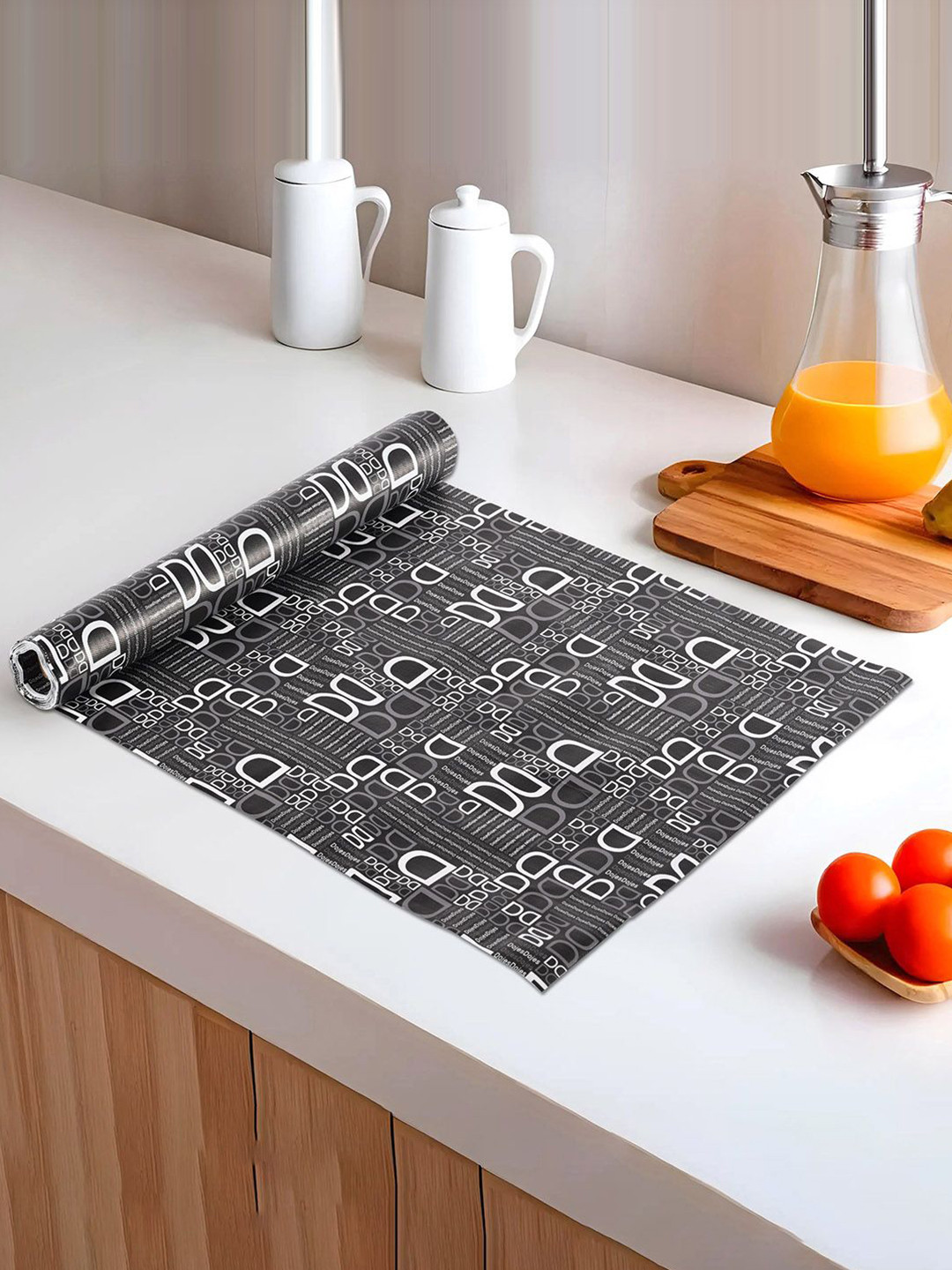 

Kuber Industries Black & White Water Resistant Shelf Liner Organiser