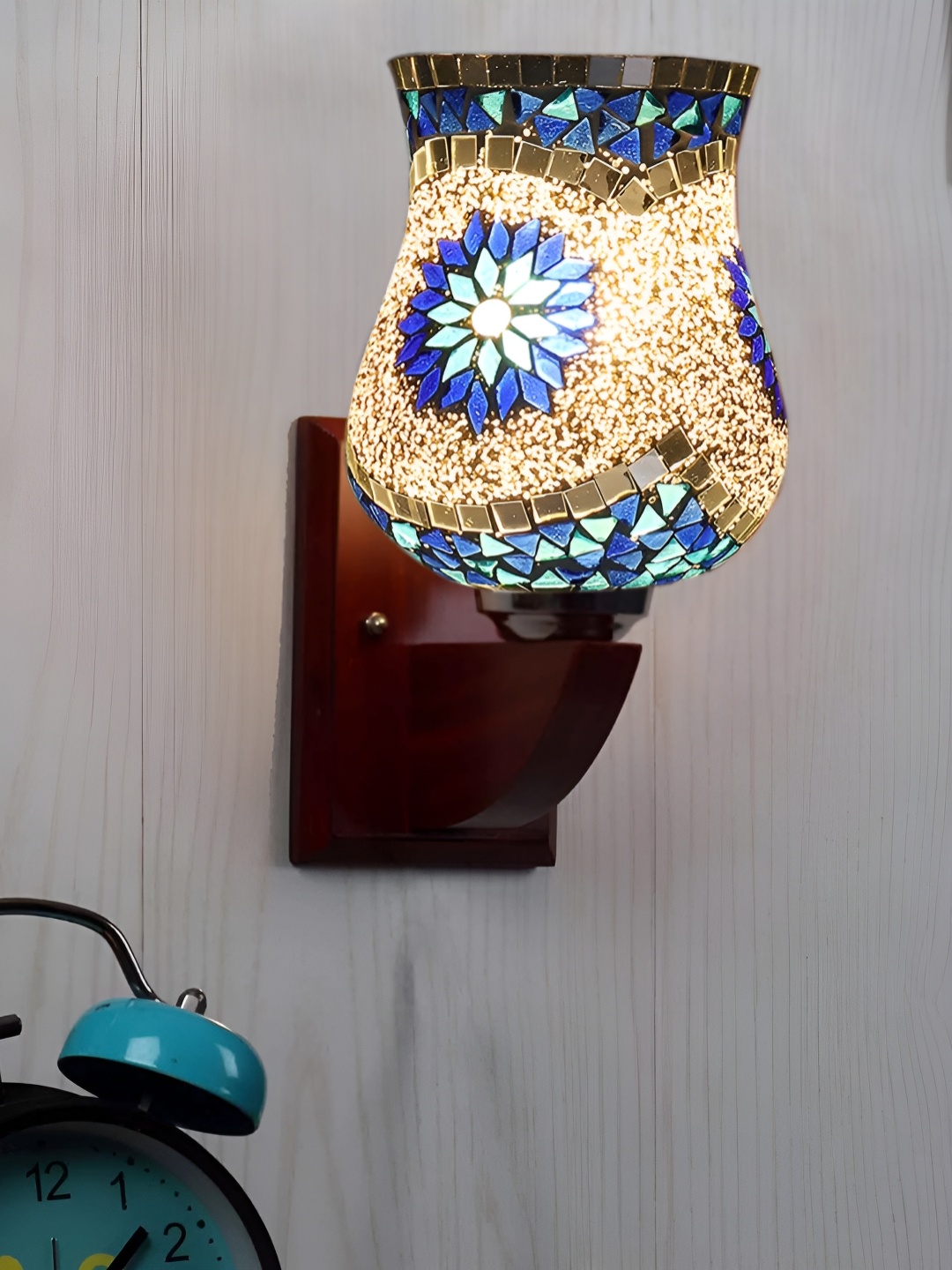 

Devansh White & Brown Textured Bell Shaped Contemporary Mosaic Glass Wall Lamp