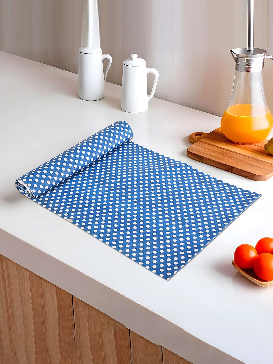 

Kuber Industries Blue & White Printed Water Resistant Shelf Liner Organisers