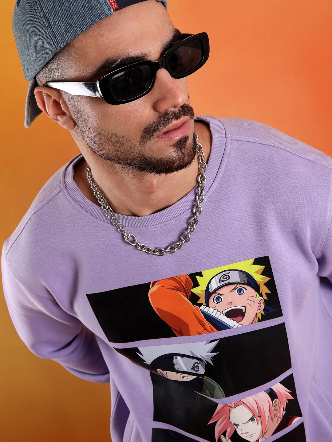 

WROGN Men Graphic Printed Sweatshirt, Lavender