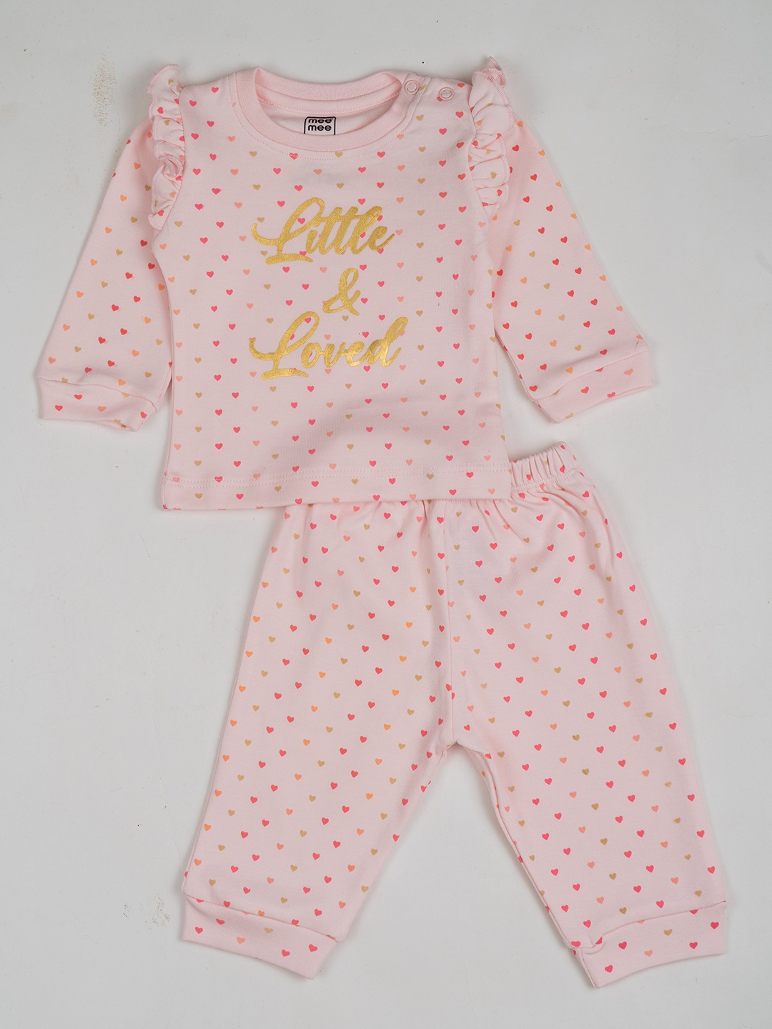 

MeeMee Girls Printed Night suit, Pink