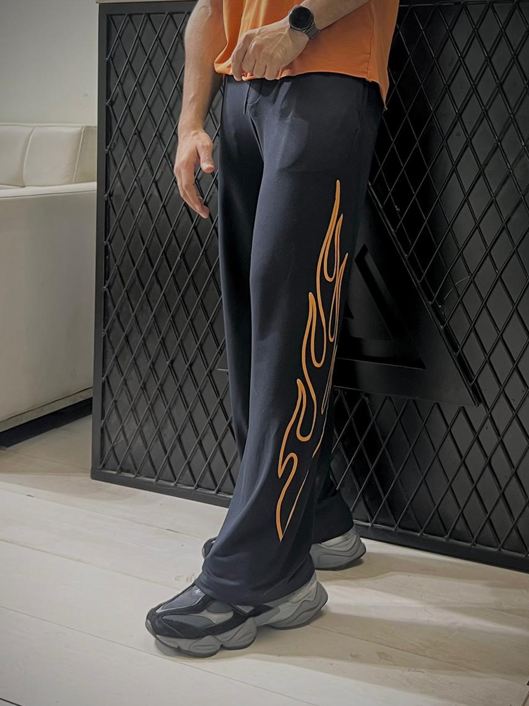 

Aesthetic Bodies Men Abstract Printed Sports Track Pants, Black