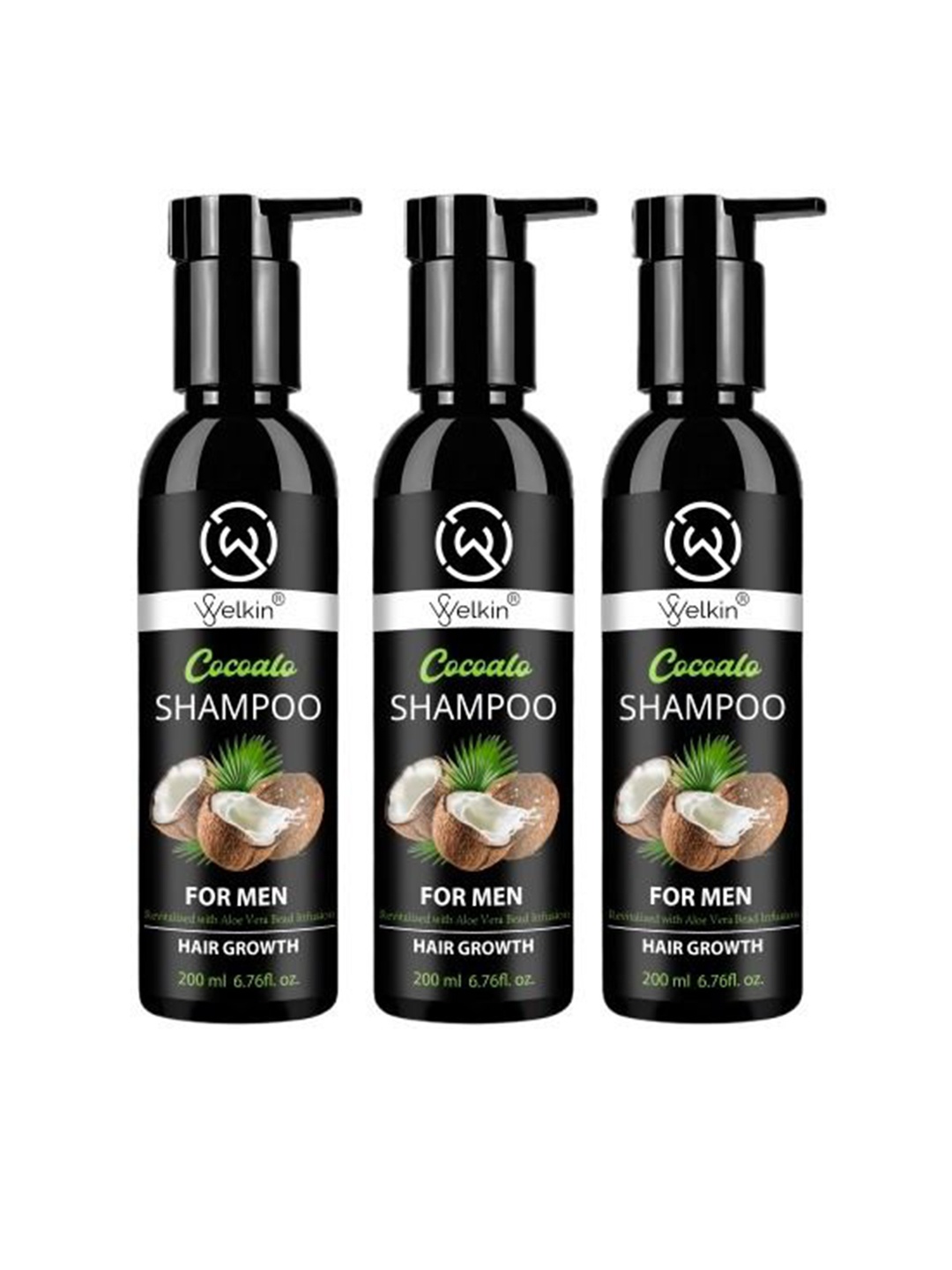 

WELKIN Set Of 3 Cocoalo Shampoo With Aloe Vera - 200 ml Each, White
