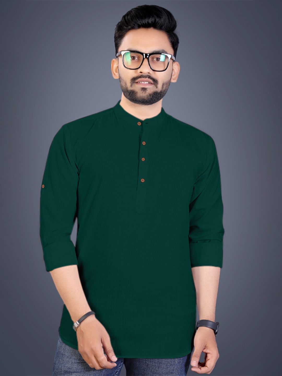 

FINIVO FASHION Men Kurta, Green
