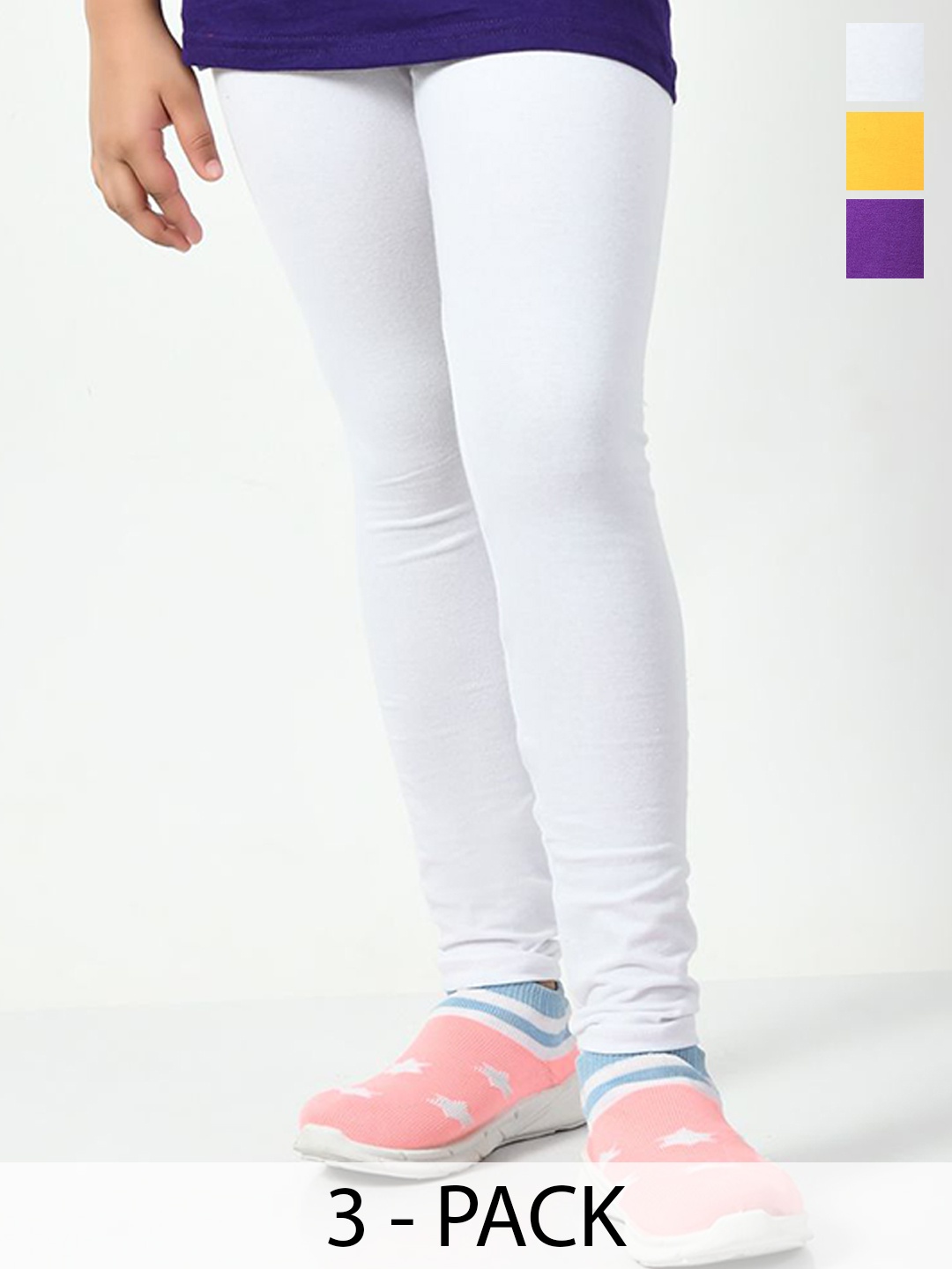 

KAYU Girls Pack Of 3 Ankle Length Leggings, White