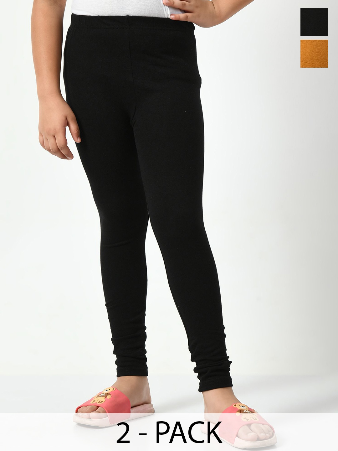

KAYU Girls Pack Of 2 Ankle-Length Leggings, Mustard