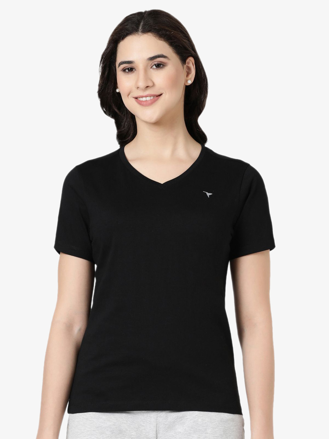 

BLOSSOM Women Pure Cotton Lounge T-Shirt, Black